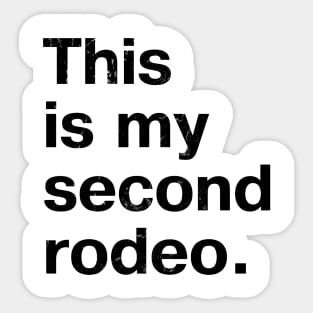 "This is my second rodeo." in plain white letters - cos you're not the noob, but barely Sticker